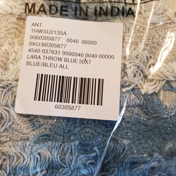 Anthropologie Fringed Lara Throw Blanket - blue - Picture 6 of 7